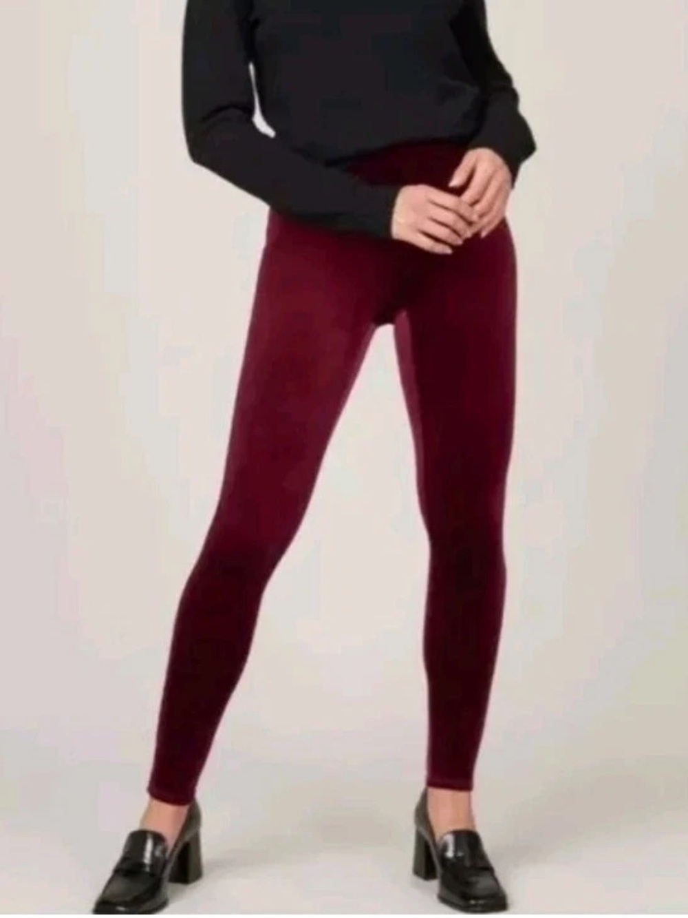 SPANX Velvet leggings Women's Rich Burgundy Red Pull On High Waist Size Large
